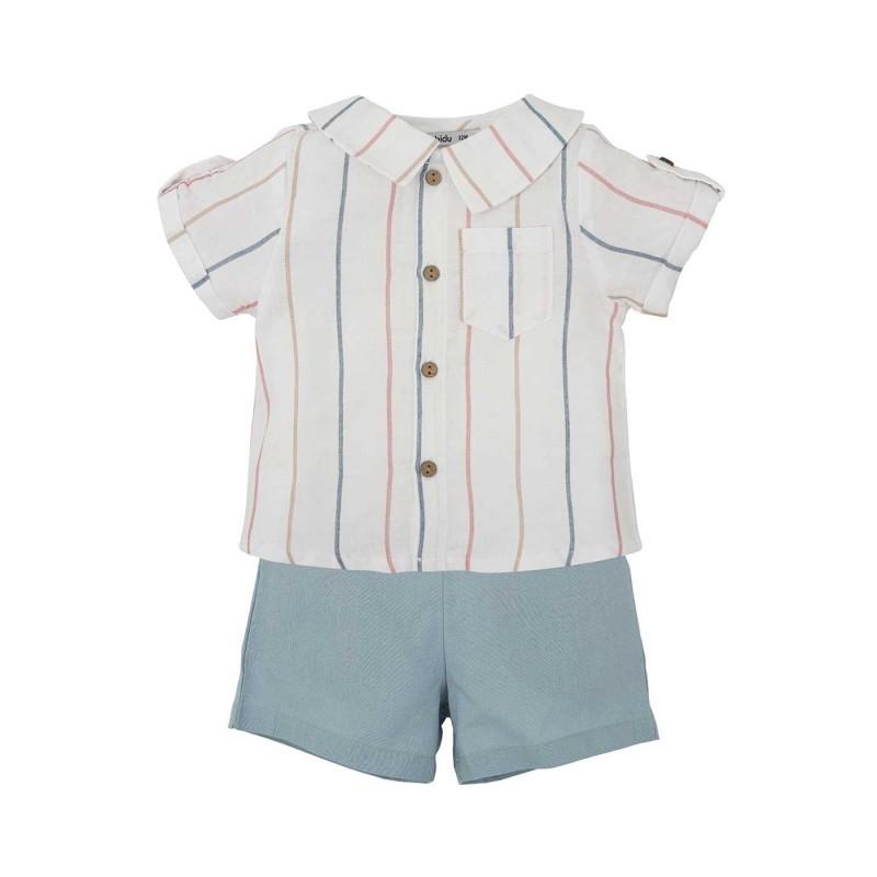 Completo camicia a righe e pantalone verde 41476 BI BABIDU 
