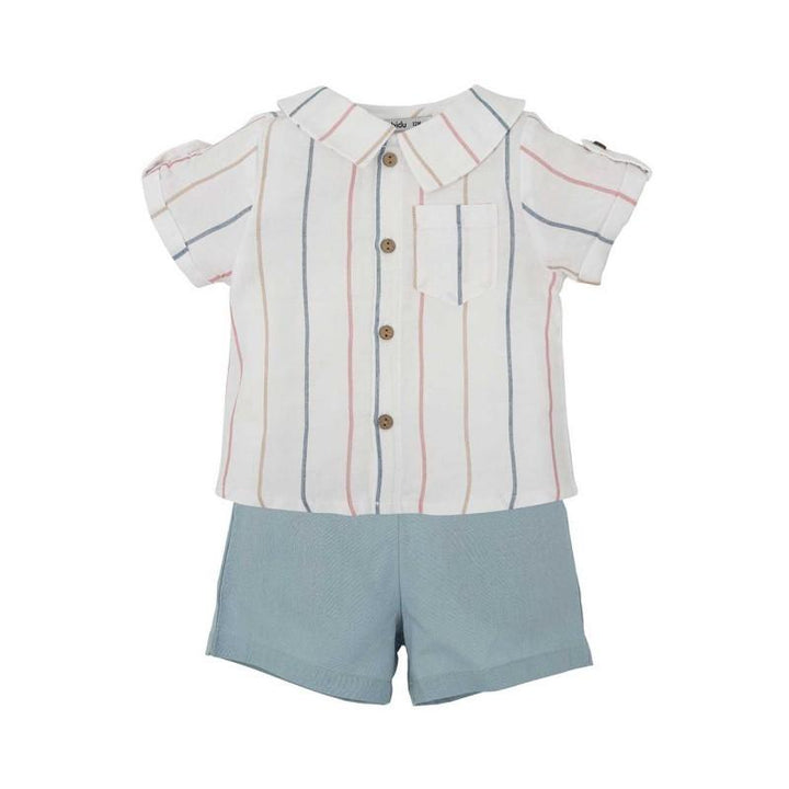 Completo camicia a righe e pantalone verde 41476 BI BABIDU 
