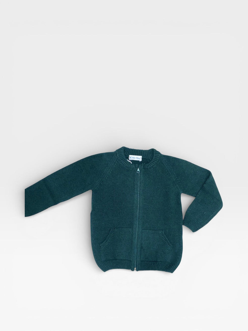 Cardigan in lana con zip verde bosco bambino LN62641 VE LA NUIT 