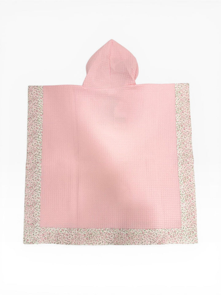 Poncho in nido d'ape rosa con profili floreali LAMPEDUSA 62/10 Mantì 