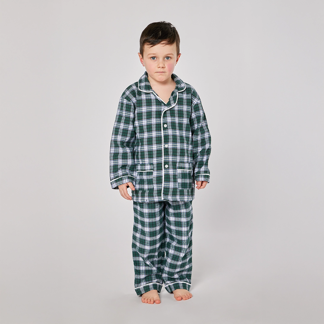 Pigiama in flanella lungo verde scozzese maschio CHARLY BFL 642 GOLD 